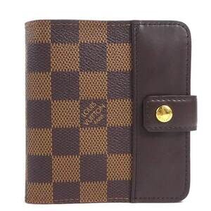 Louis Vuitton Compact Zip Bi fold Wallet Canvas Ebene Brown